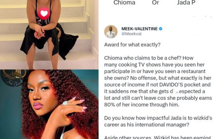 What exactly is her source of income if not Davido’s pocket”   —man replies a post asking who deserves an award between Davido’s wife,  chioma, and wizkid’s baby mama, Jada p