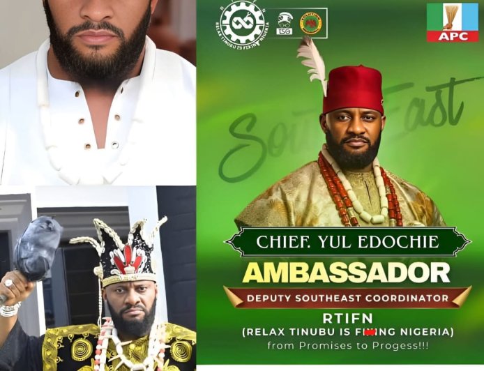 Actor Yul Edochie has officially been unveiled as the Ambassad0r and Deputy South-East Coordinat0r for the “Relax, Tinubu Is Fixing Nigeria”