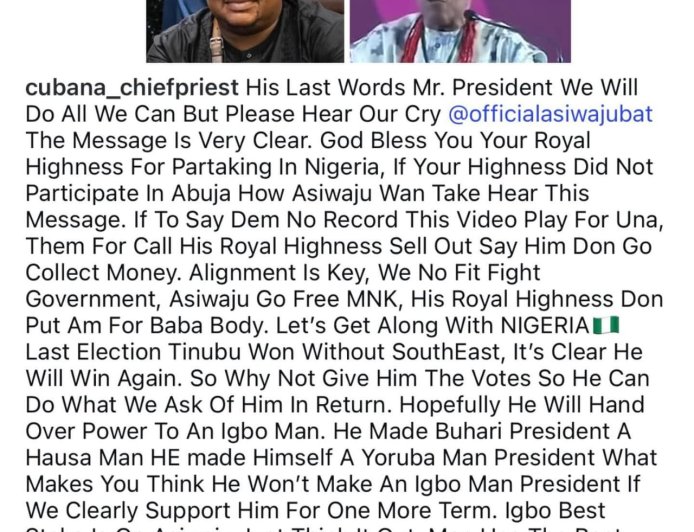 Tinubu won without SouthEast, It’s clear he wil win again. Why not give him the votes so he can doi what we ask of him in return