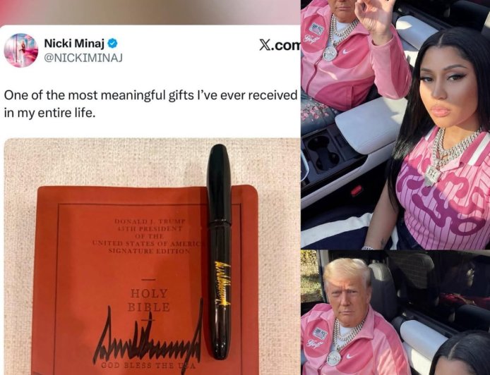 “One of the most meaningful gifts I’ve ever received in my life” — Nicki Minaj writes as Donald Trump gifts her a signed Bible