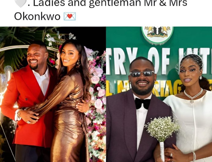 Big congratulations to BBNaija star, Cross, as he officially ties the knot with his wife
