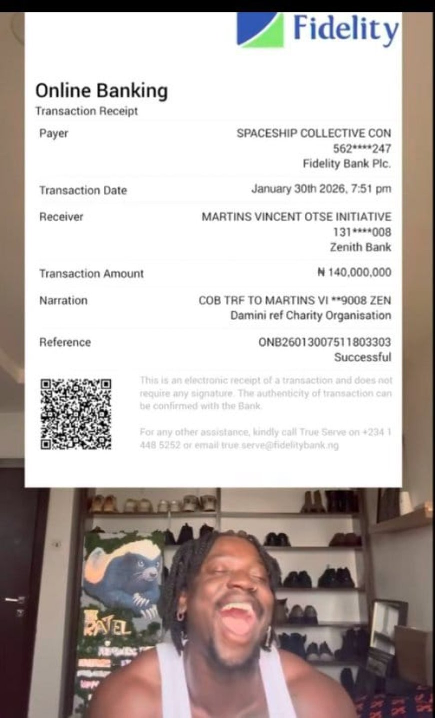 Nigerian singer Burna Boy has made a major financial donation of ₦140 million linked to social media critic VeryDarkMan (VDM)