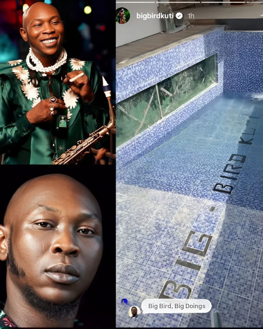 Seun Kuti is stepping into 2026 in grand style after unveiling a newly constructed mansion located in the heart of Lagos. The property features a custom-designed swimming pool boldly inscribed with his nickname, “Big Bird Kuti.