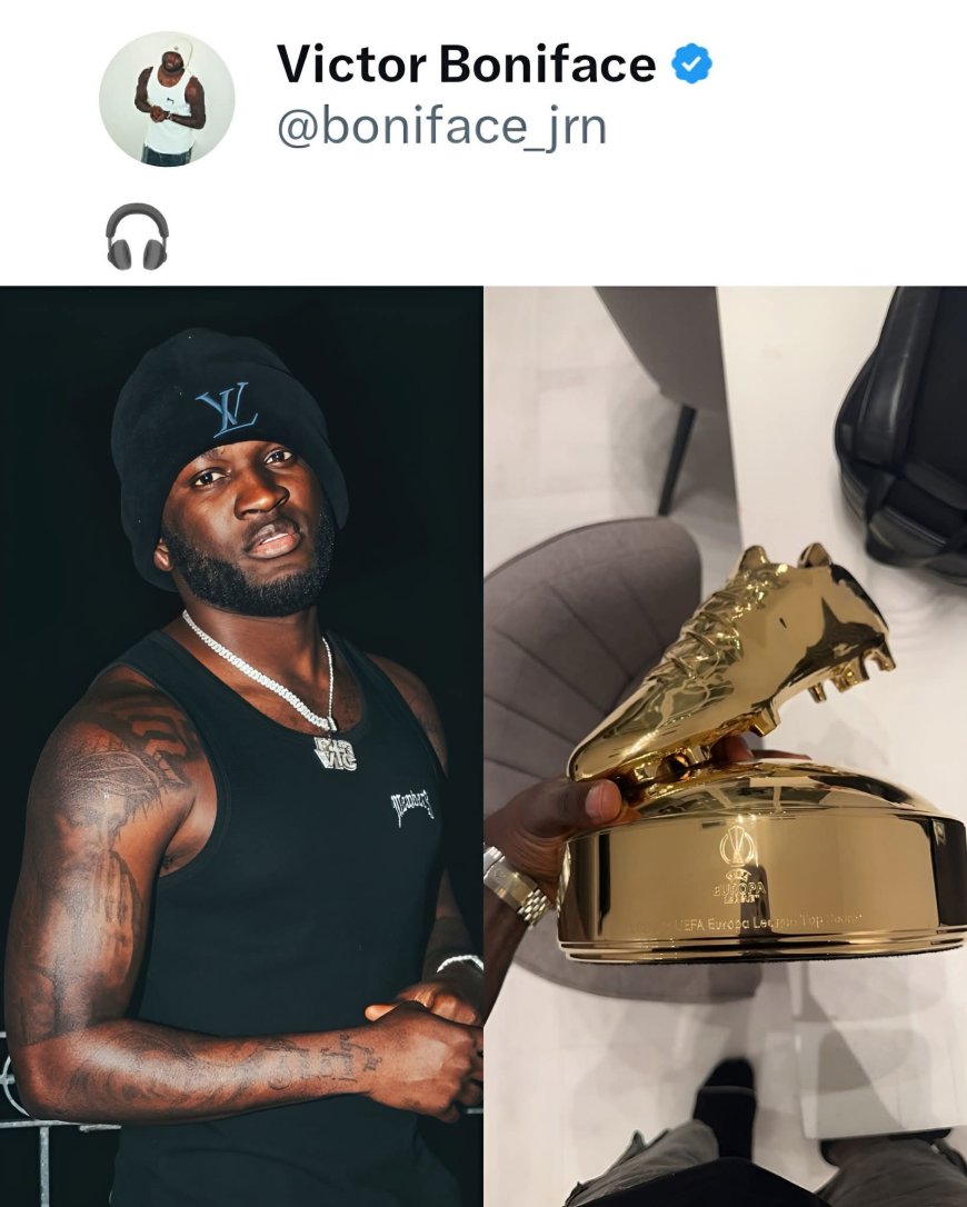 Victor Boniface proudly shows 0ff the Golden B00t he w0n in the Europa League days