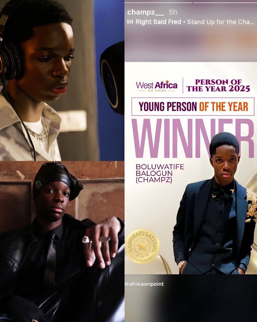 Wizkìd’s first son, Champz the Champion, just w0n the Young Person of the Year award