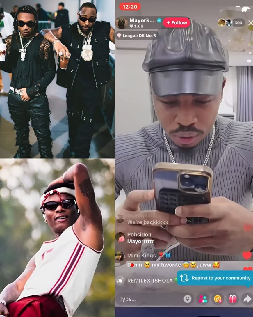 Mayorkun reveals on TikT0k Live that his c0llab0rati0n with Wizkid and DJ Tunez c0uldn’t dr0p because of the Wizkid–Davido tension
