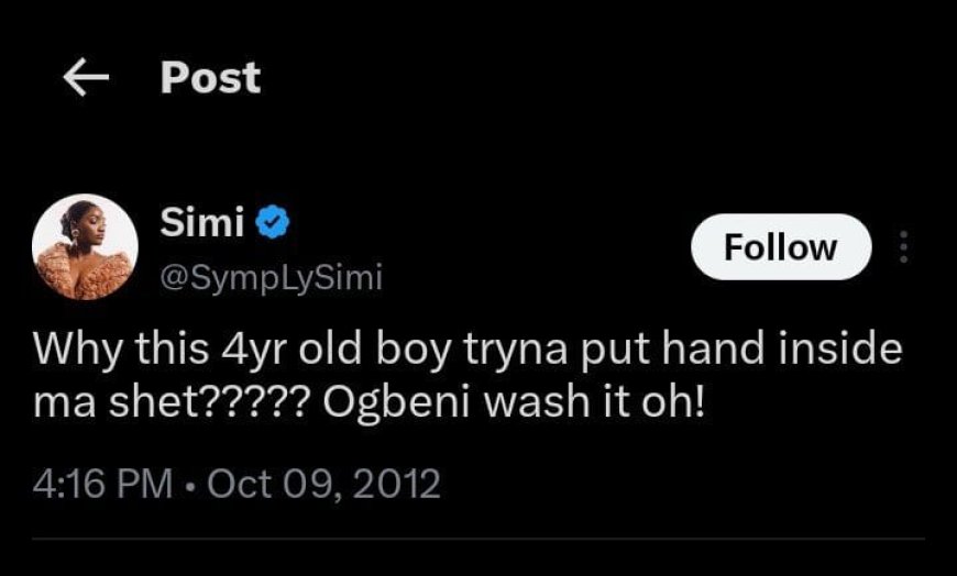 Resurfaced old tweets of simi currently trending