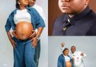 Nollywood actor Dakor Enoch ( waterbomshell) and his wife finally revealed their baby is on the way after many years of waiting