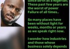 Nigerian comedian I Go Save has taken to social media to express frustration over the country’s electricity situation