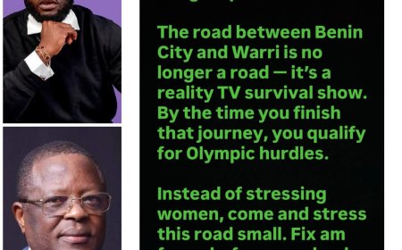 comedian I Go Save calls on Minister of Works to fix deplorable Benin-Warri road