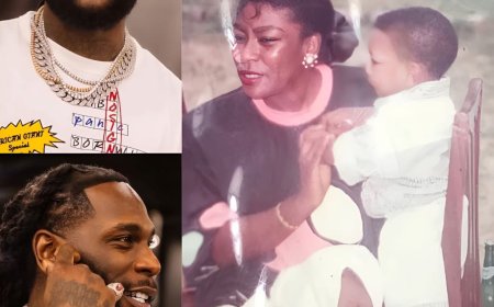 BurnaBoy celebrated M0ther’s Day by sharing an adorable throwback photo of himself and his mom from his younger days.