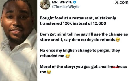 “I Paid ₦126k Instead of ₦12,600 Restaurant Said It Would Be Store Credit”   A man has shared a hilarious experience after mistakenly transferring ₦126,000 instead of ₦12,600 while paying for food at a restaurant.