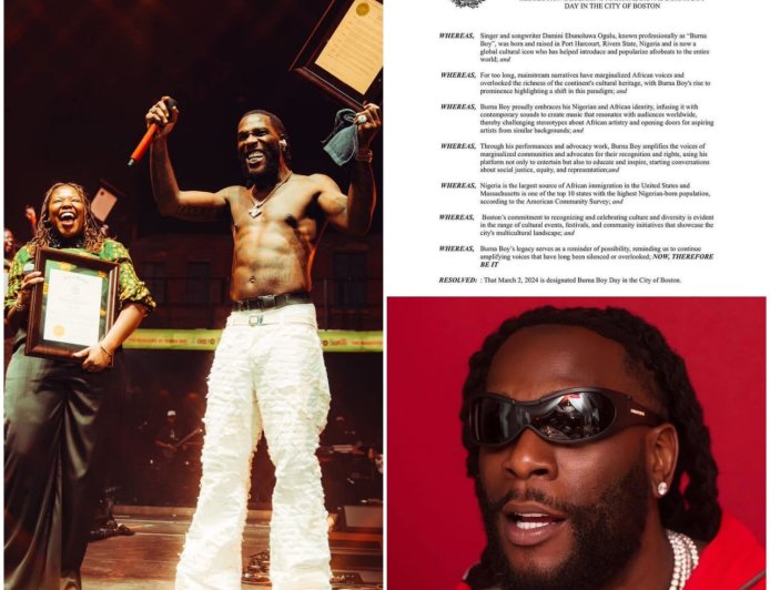 March 2nd was declared Burna Boy Day by the City of Boston in 2024