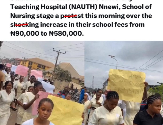 Students Protest Fee Hike at Nnamdi Azikiwe University Teaching Hospital School of Nursing