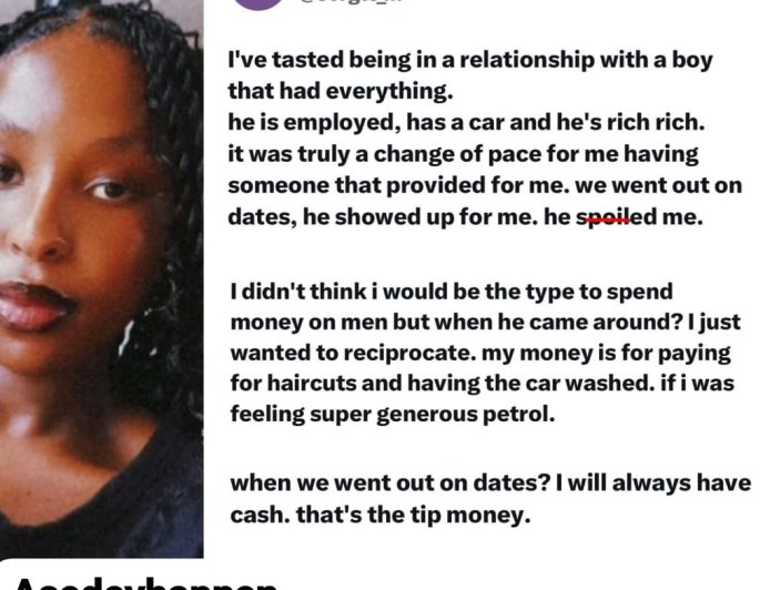 “Dating a Rich Man Changed Me, I Even Started Spending on Him” — Lady Shares Experien