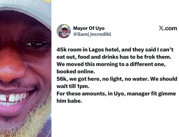 ₦45k Room, Yet You Can’t Eat Outside?” — Man Calls Out Lagos Hotels