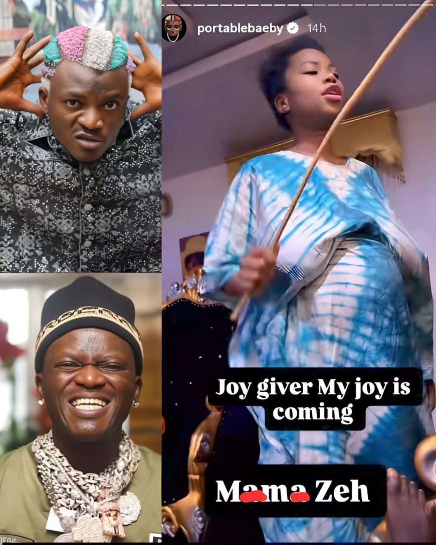Portable shares a sweet moment with his wife Bewaji as they expect their baby.  Zazu don dey prepare for daddy duties agai