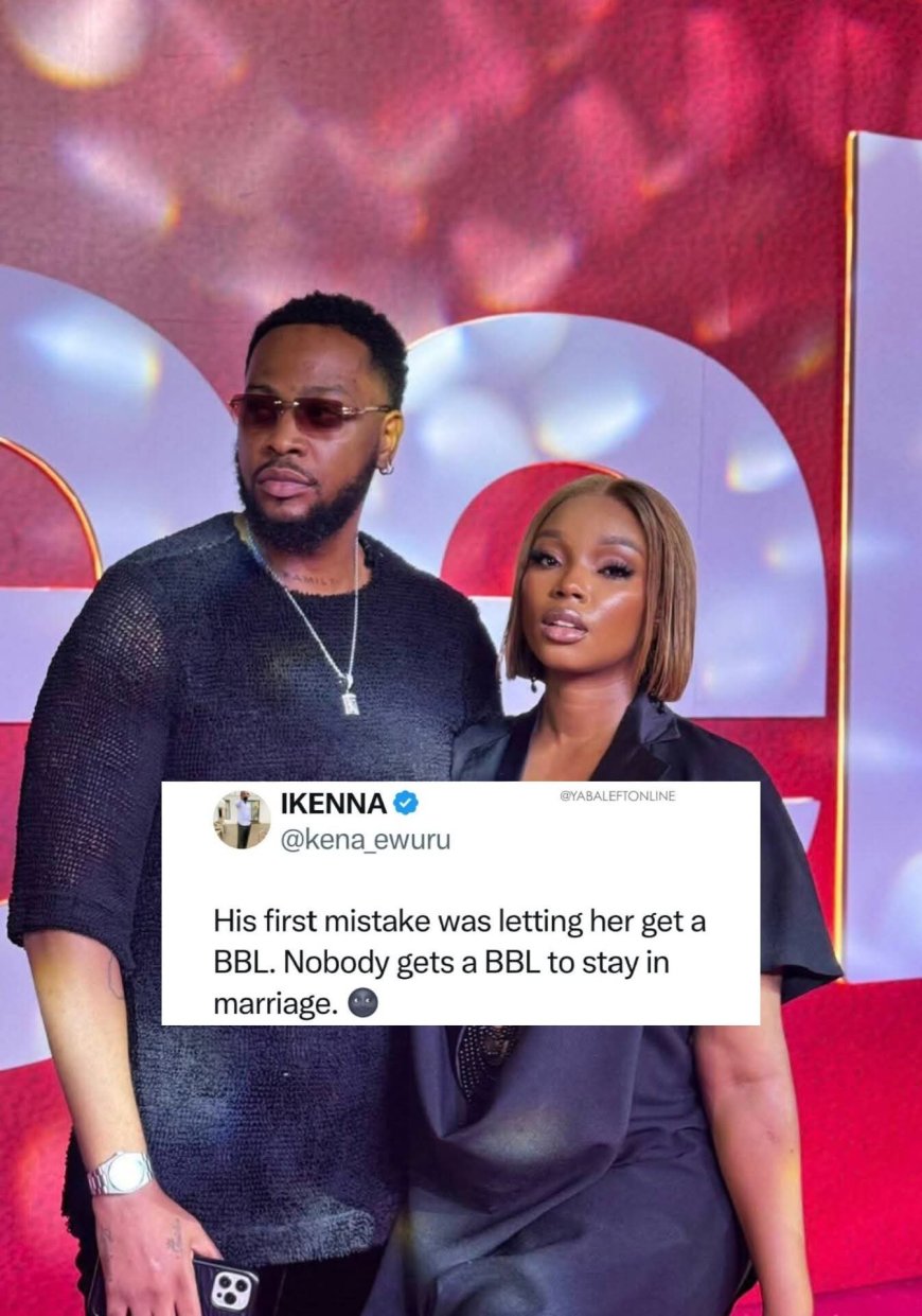 Trending tweet saying " nobody gets a BBL to stay in marriage..."   Shots fired at Teddy A and Bambam marriage issues... ‎ ‎What are your thoughts