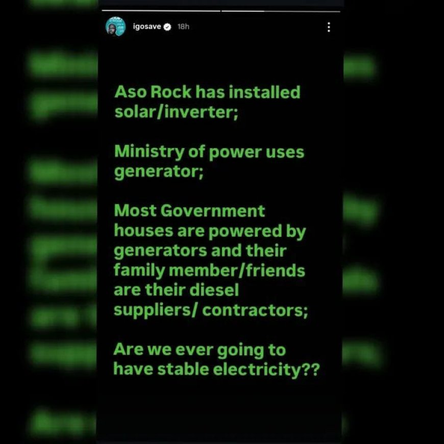 Nigerian comedian I Go Save has taken to social media to express frustration over the country’s electricity situation