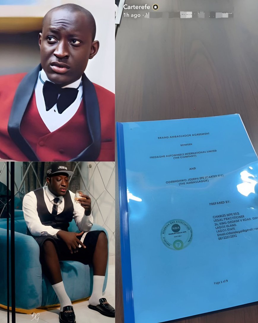 CarterEfe just secured a massive endorsement deal worth milli0ns of naira.   Big news loading from the streamer..