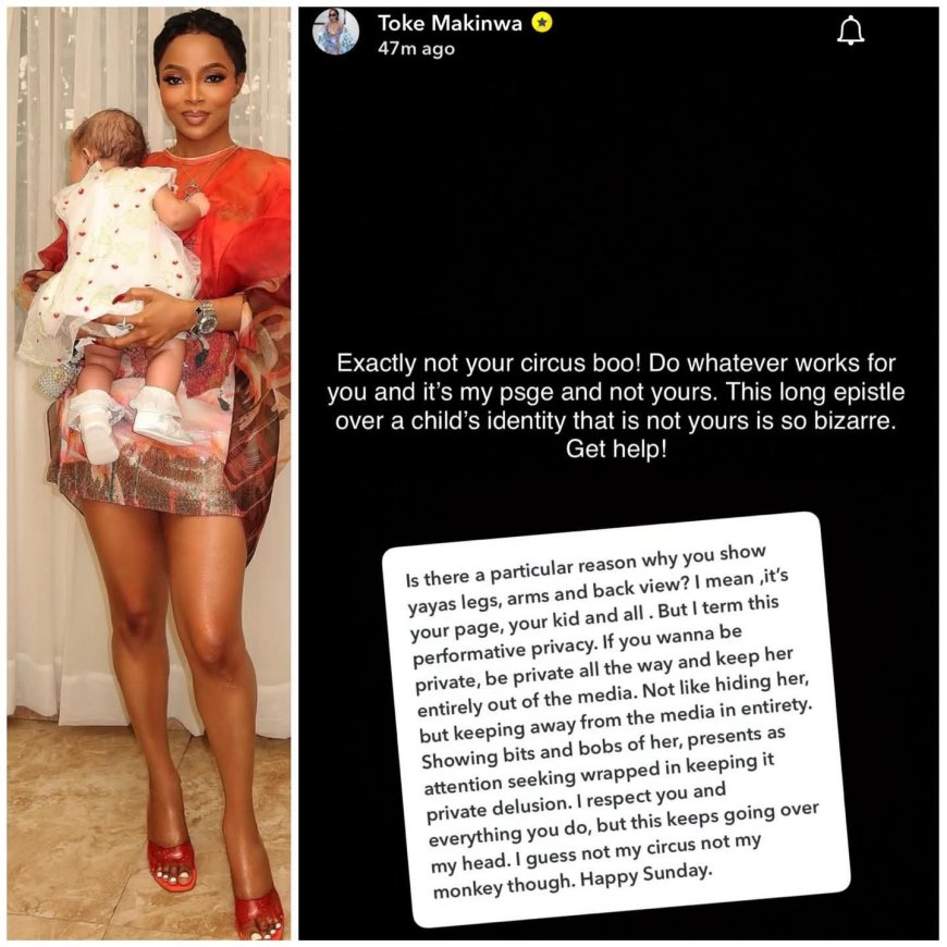 Toke Makinwa replies Netizen who accused her of displaying ‘’performative privacy