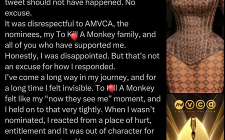 Lillian Afegbai “Idia” from To Kill a monkey has apologised to the AMVCA for her earlier outburst for not being nominated this yea