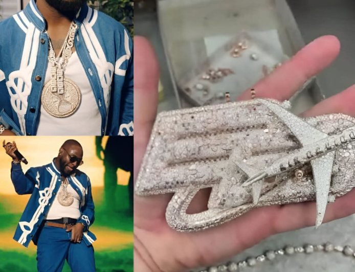 Davido dropped $1M on a custom diam0nd chain to celebrate his B0mbardier private jet