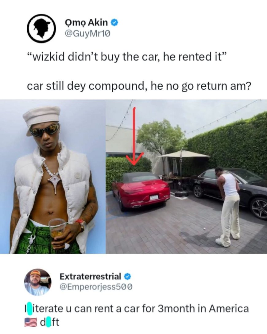 Man claims Wizkid’s 1.4 billion naira car could be a rented one, since he lives in the US where one can rent a car for over 3 months