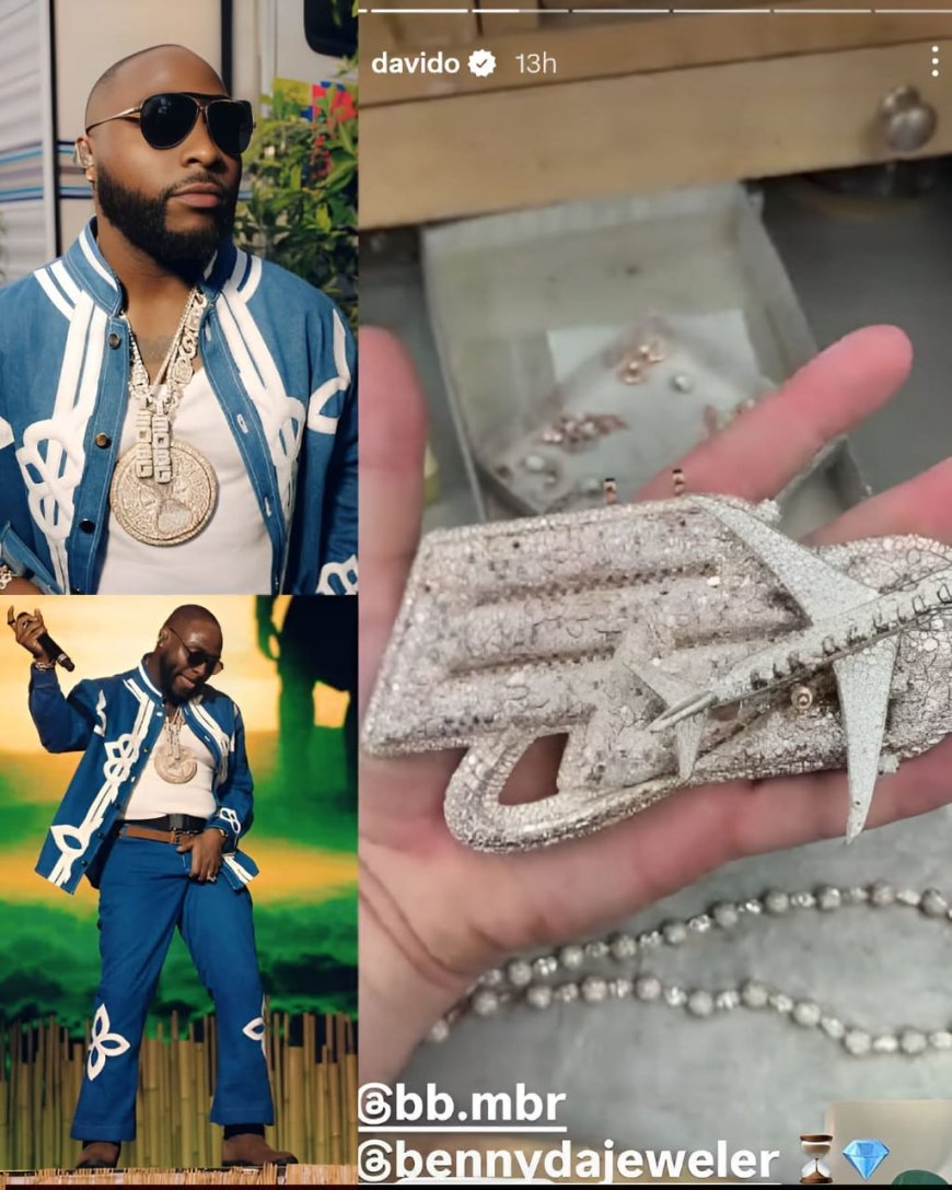 Davido dropped $1M on a custom diam0nd chain to celebrate his B0mbardier private jet