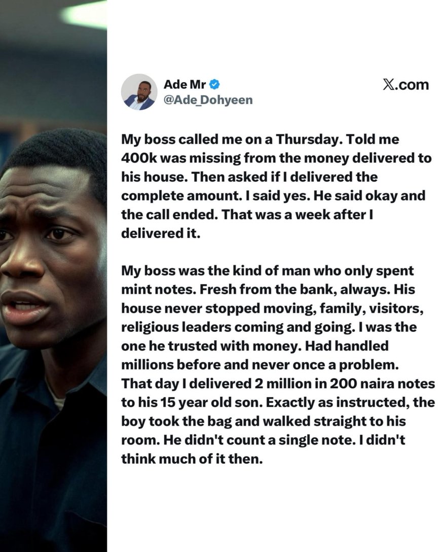 ₦400k Went Missing After I Delivered ₦2 Million” — Man Shares Suspenseful Experience With His Boss