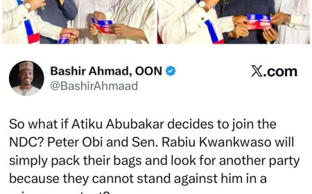Former presidential aide, Bashir Ahmad, poses a question to Peter Obi and Kwankwaso