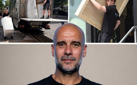 Guardiola has already started moving out of his apartment in central Manchester passers-by spotted movers loading a truck packed with all of his belongings.
