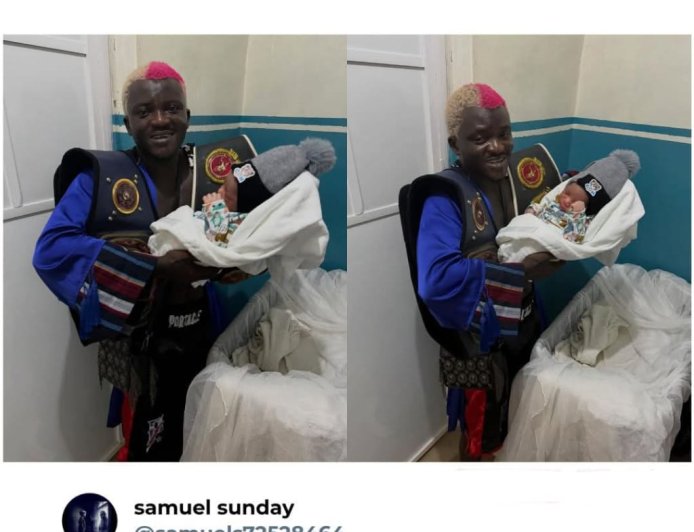 Portable flaunts his newborn baby online alongside his old belts