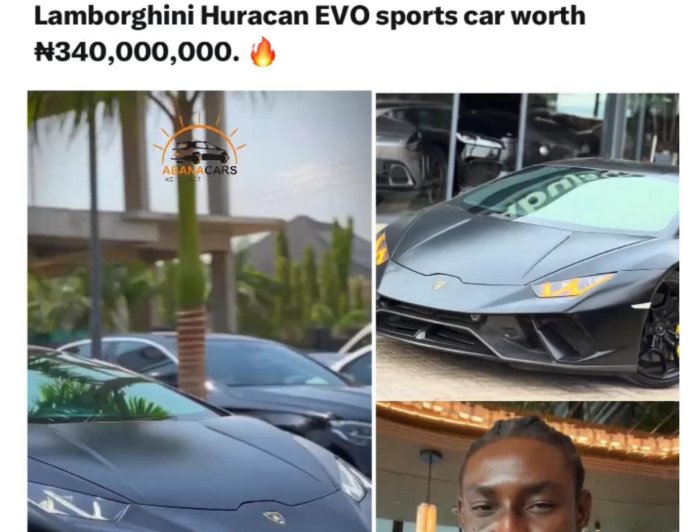 Shallipopi Buys Matte Black Lamborghini Huracan EVO Worth ₦340 Million