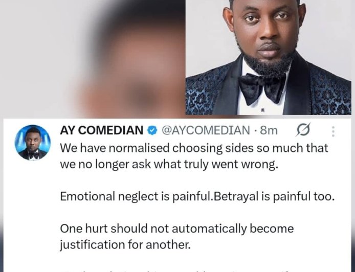 “We’ve normalised choosing sides”   — AY Makun speaks on relationship accountability and emotional neglect