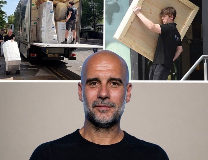 Guardiola has already started moving out of his apartment in central Manchester passers-by spotted movers loading a truck packed with all of his belongings.