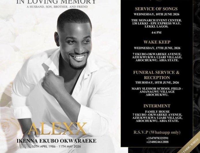 The family of actor Alexx Ekubbo have released his obituary
