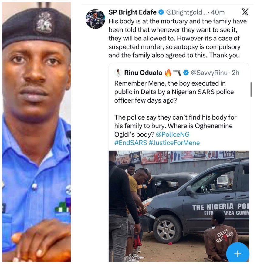 Delta police PRO, Edafe Bright, speaks on the of whereabouts of the body of 28-year-old man shot dead by police officer in Uvwie