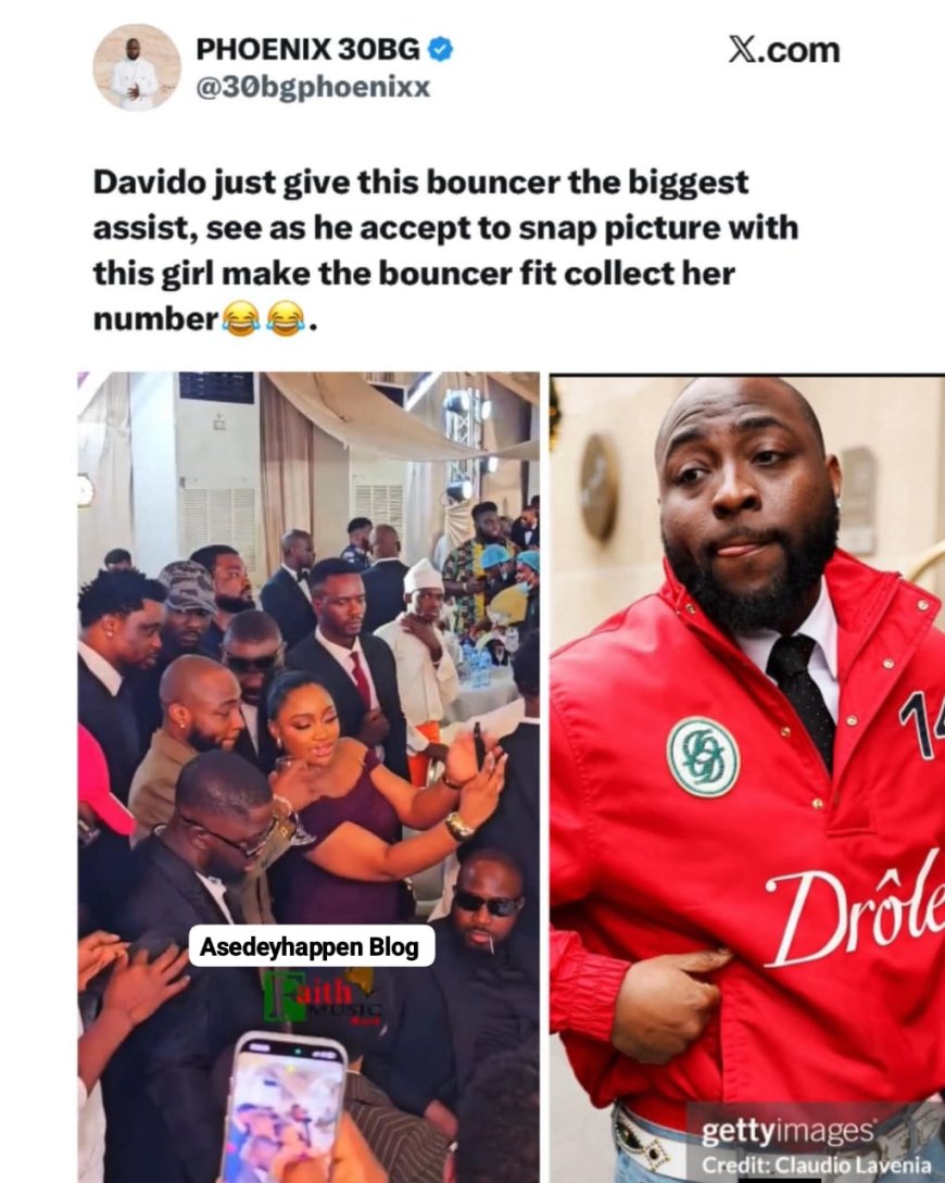 oment Davido unknowingly helped a bouncer shoot his shot after agreeing to take a photo with a lady so he could collect her numbe