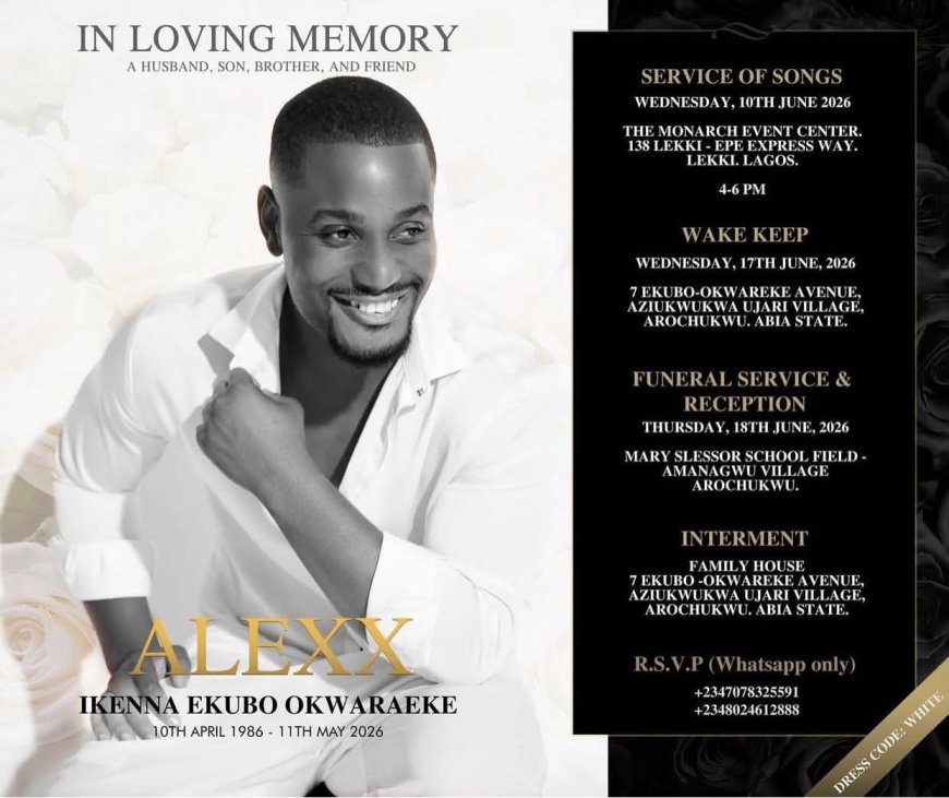 The family of actor Alexx Ekubbo have released his obituary
