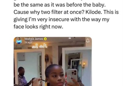 Celebrity designer Veekee James reacts after criticism for using two filters at once