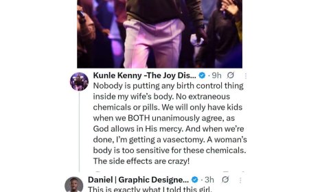 "...Nobody is putting birth control inside my wife’s body"   -- singer Kunle Kenny