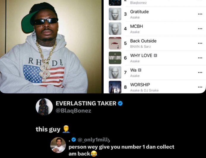 Asake’s “Forgiveness” Returns to No 1️⃣ on Apple Music NG Top Songs Chart displacing “Channel” by Blaqbonez featuring him (Asake)