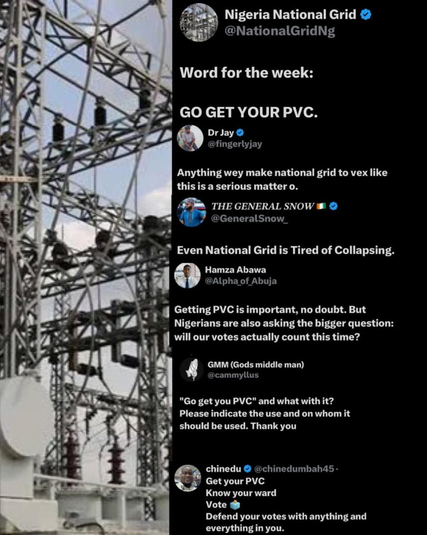 Nigerian National grid has just called on Nigerians to get their PVCs
