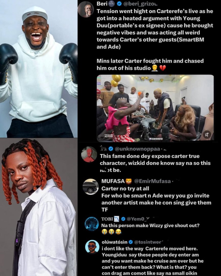 Internet users are dragging Carter Efe for chasing Youngi duu Out of his studio because he refused to freestyle for two of his tiktok guests