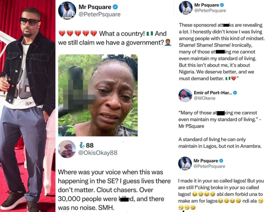 Singer Peter Okoye slams a critic amid backlash over his tweet against insecurity