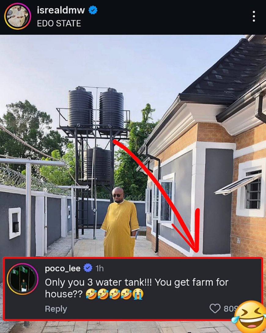 Poco Lee reacting to the architectural choice of Davido’s road manager, Israel DMW
