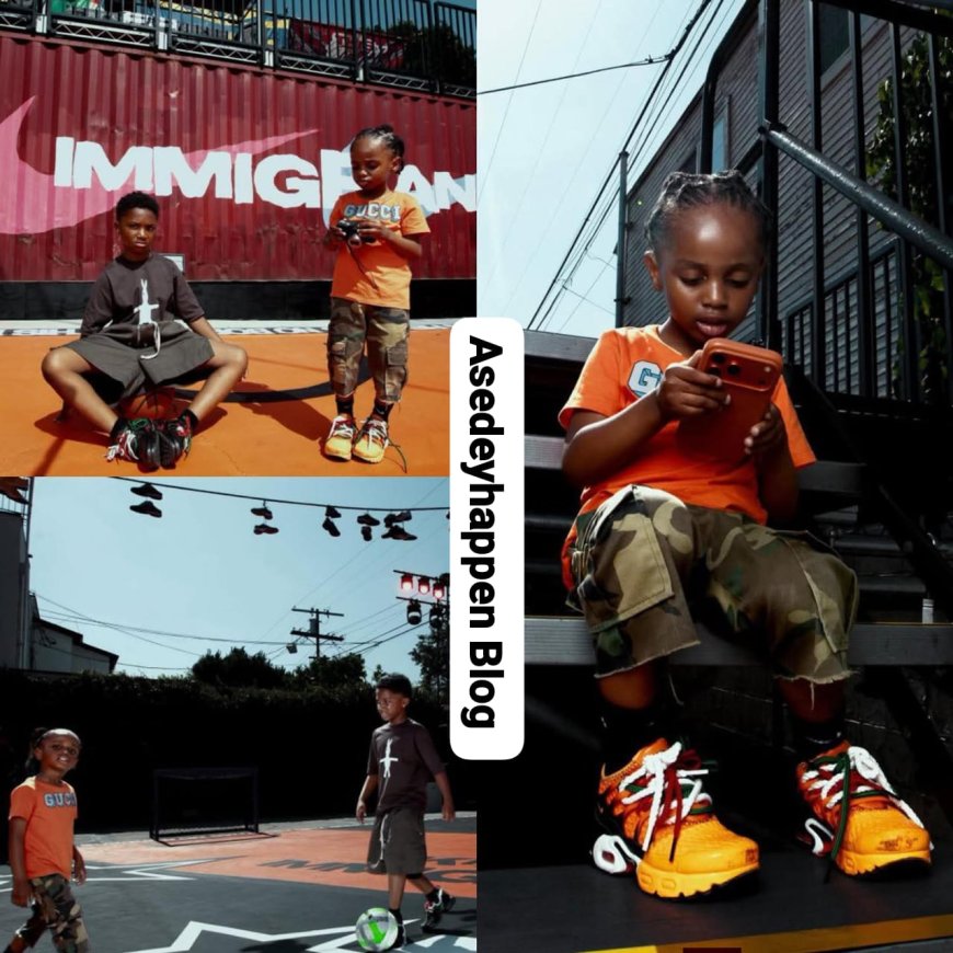 Wizkid’s children, Zion & AJ Balogun, were featured in an advert campaign for Grace Ladoja’s new Homecoming x Nike Air Max Plus sneakers.  They were paid handsomely for the appearance