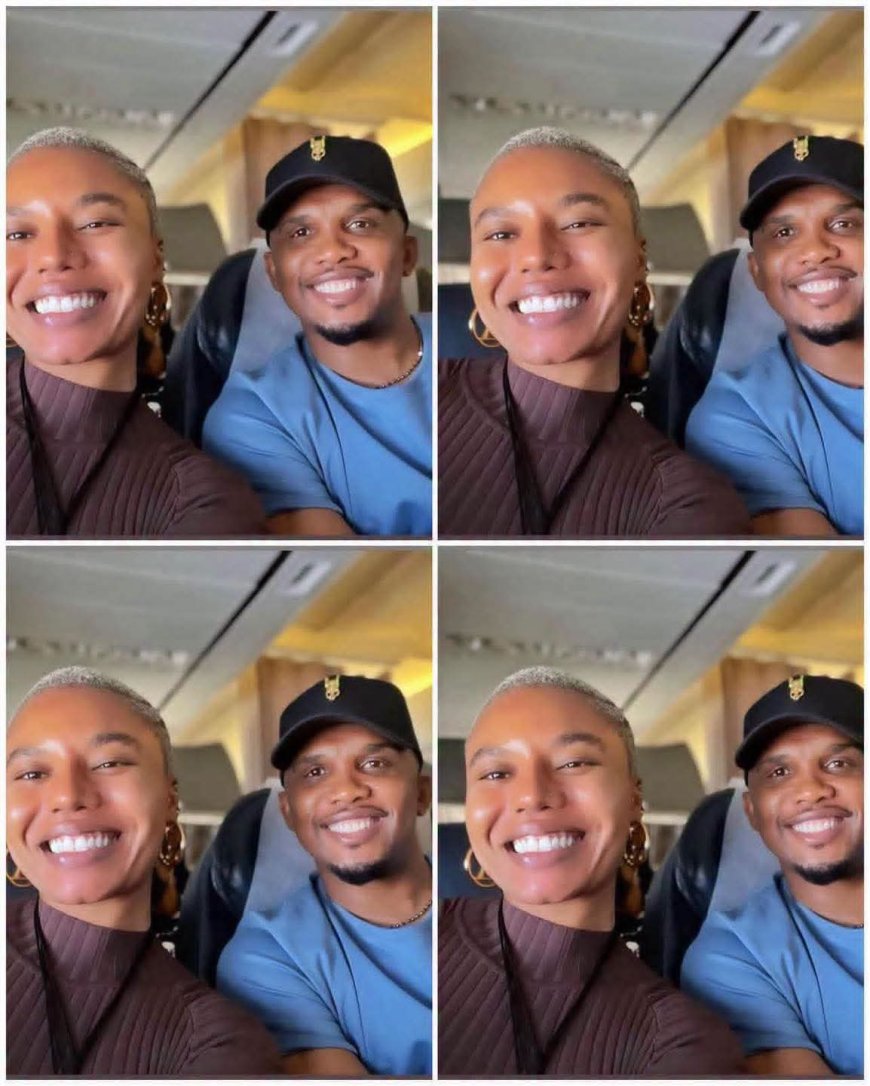 Nollywood actress Nancy Isime was thrilled after finding herself on the same flight as Cameroonian football legend Samuel Eto’o.