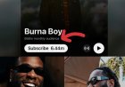 Burna Boy BREAKS the record for the MOST Monthly audience on YouTube music for an African artist with over 658 MILLION audience, currently